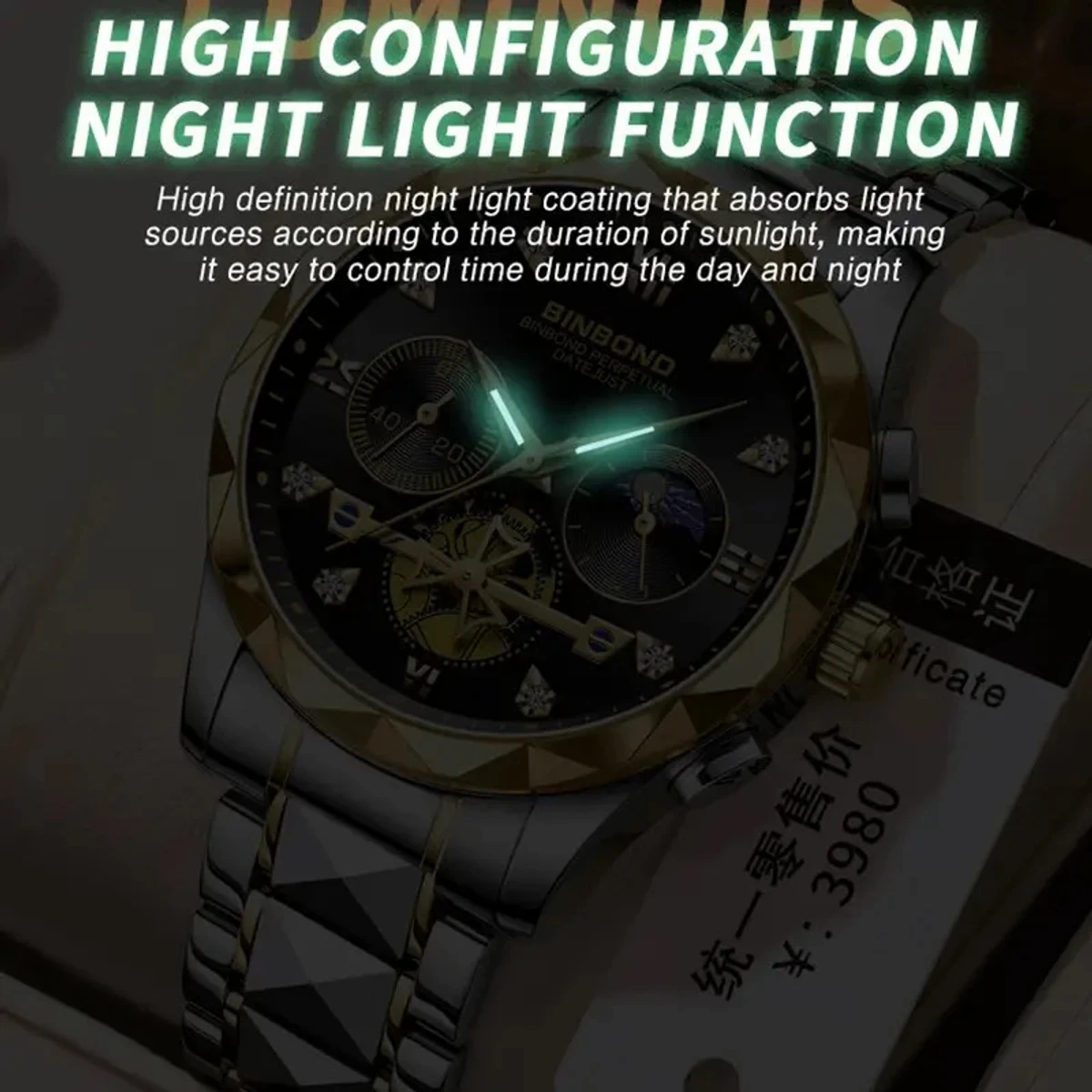 Luxury Watch For Men Stainless Steel Business Sport Wristwatches- Green