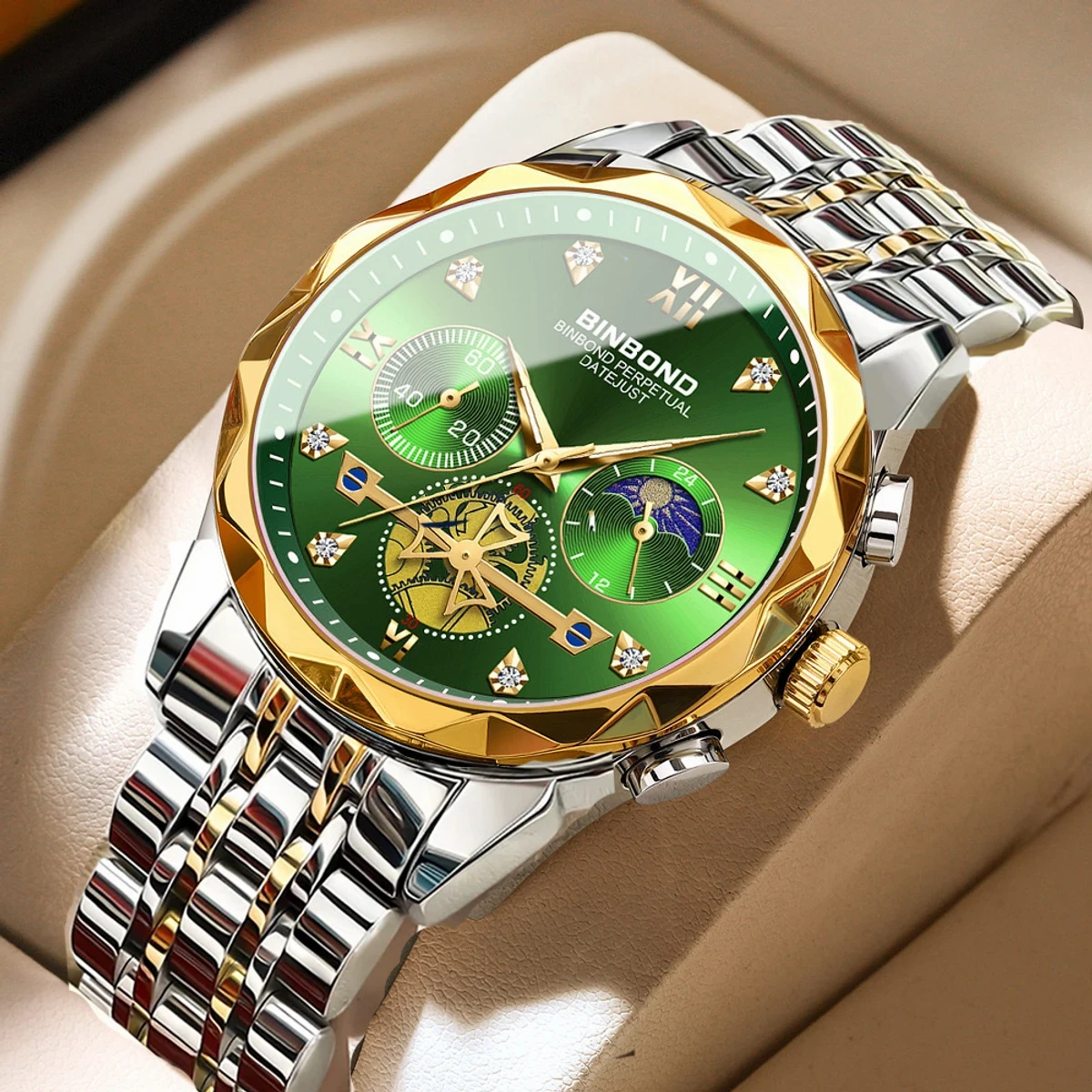 Luxury Watch For Men Stainless Steel Business Sport Wristwatches- Green