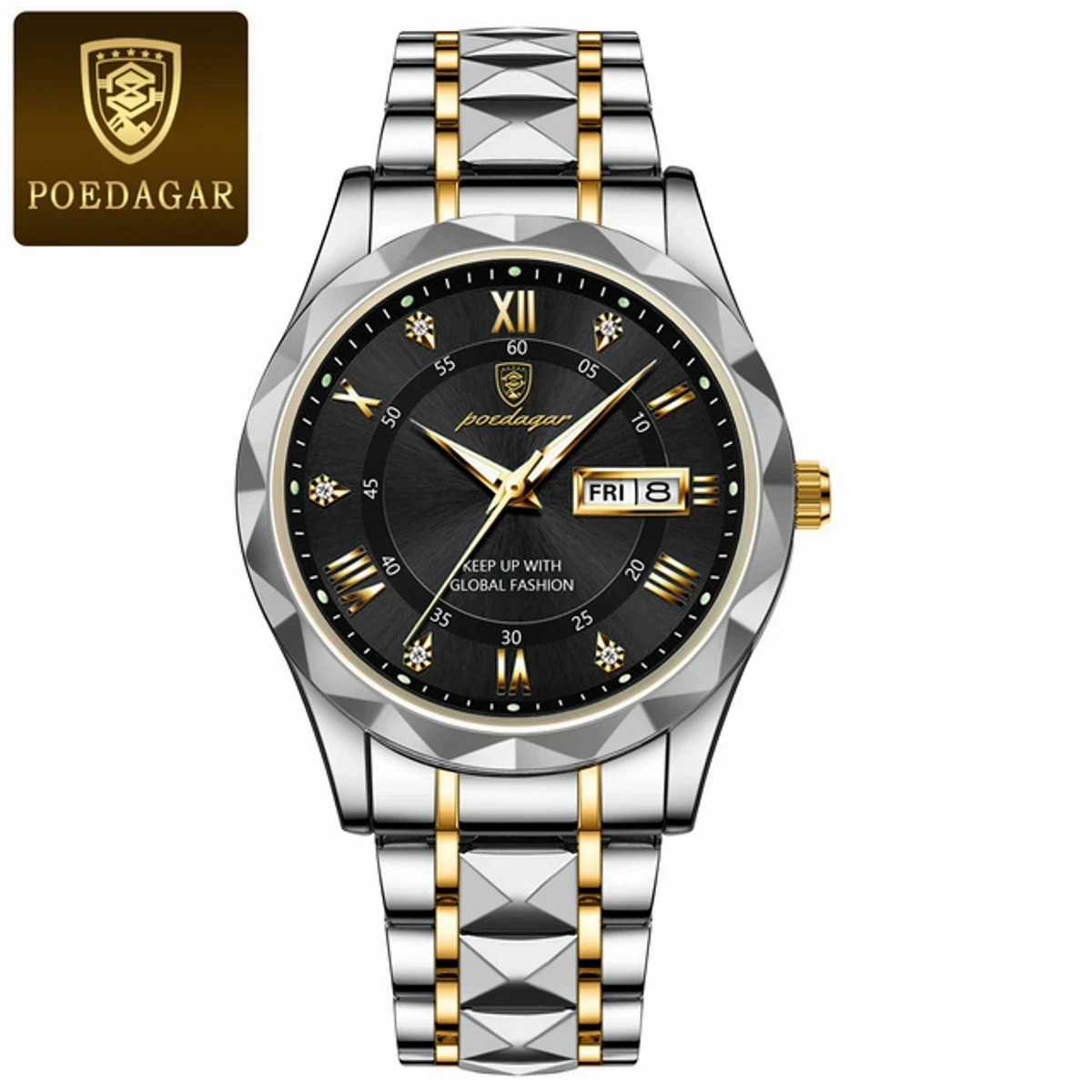 POEDAGAR Luxury Men Watches Business Top Brand Men's Watch-Silver&Black