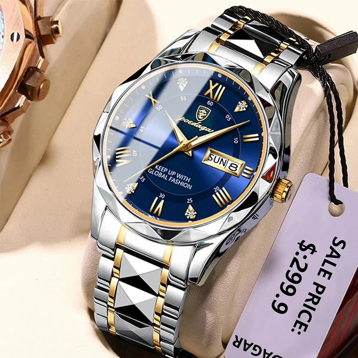 POEDAGAR Luxury Men Watches Business Top Brand Men's Watch-Silver&Blue