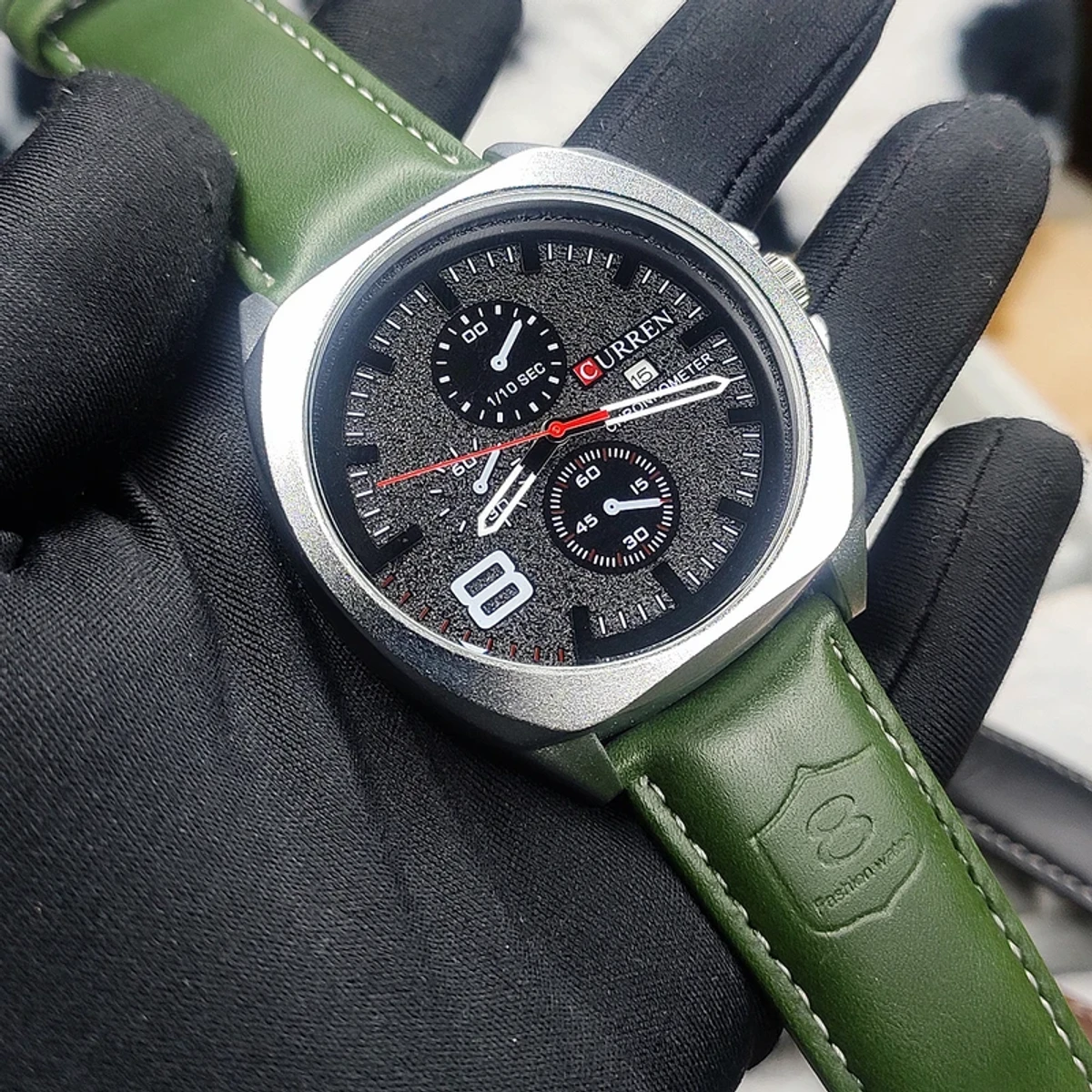 CURREN 8324 Sport Watch Men Top Brand Luxury Quartz Men's Date Military Wrist Watches-Green & Black