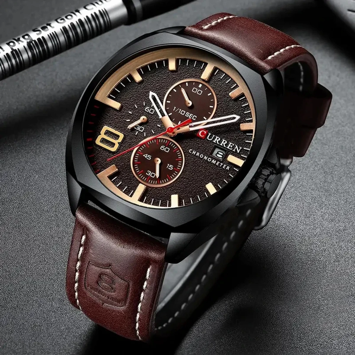 CURREN 8324 Sport Watch Men Top Brand Luxury Quartz Men's Date Military Wrist Watches-Chocolate & Black