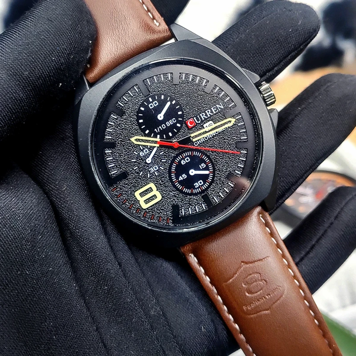 CURREN 8324 Sport Watch Men Top Brand Luxury Quartz Men's Date Military Wrist Watches-Brown & Black