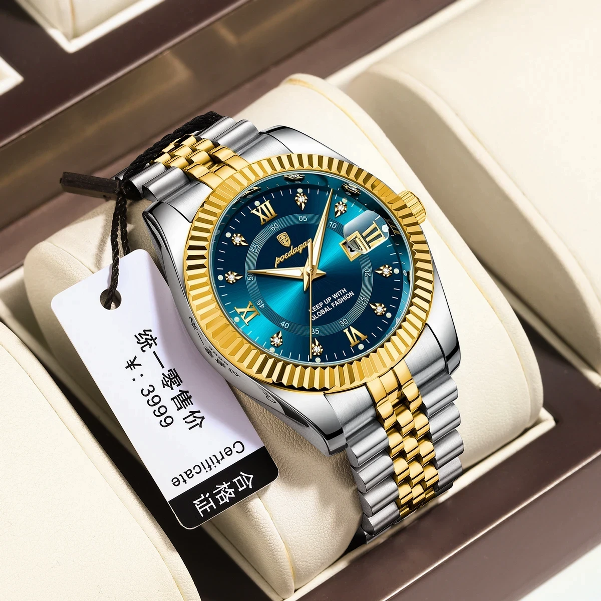 POEDAGAR P910 Luxury Sport Wrist Watch For Man-Golden&Blue
