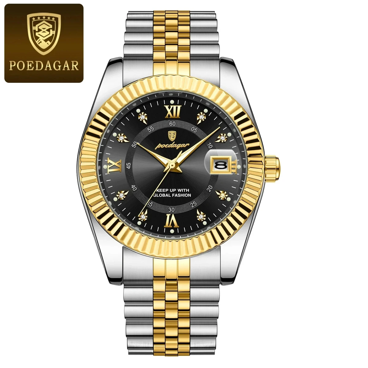 POEDAGAR P910 Luxury Sport Wrist Watch For Man-Golden&Black