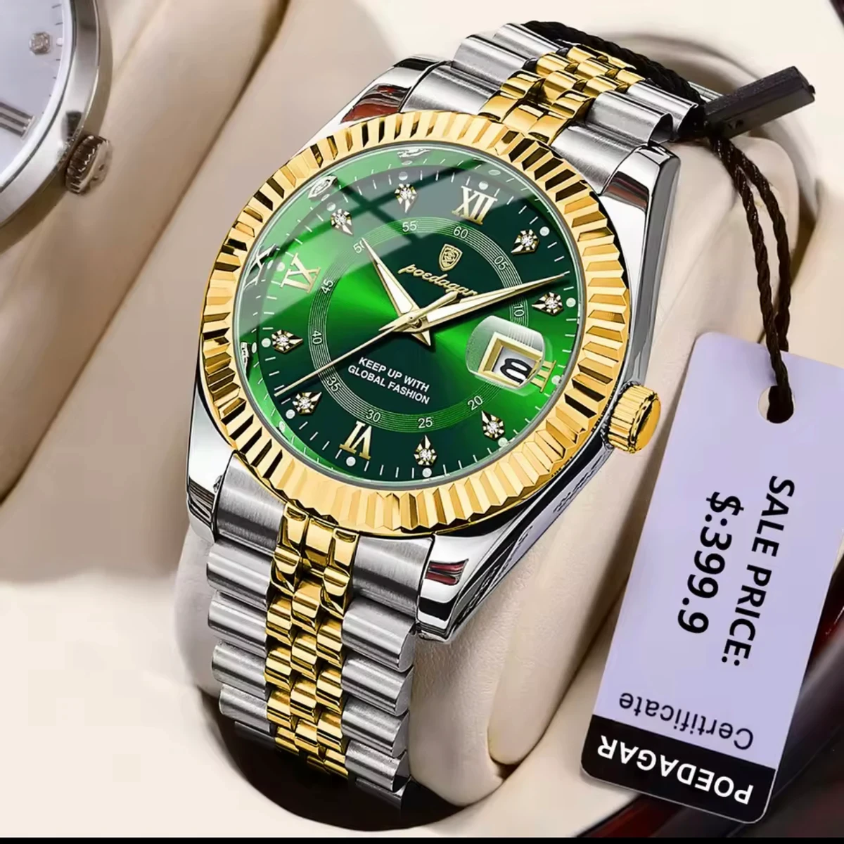 POEDAGAR P910 Luxury Sport Wrist Watch For Man-Golden&Green