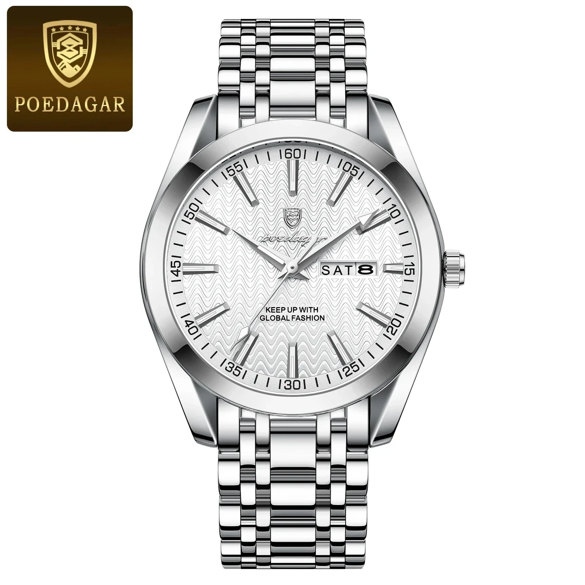 POEDAGAR P330 Luxury Sport Wrist Watch For Man - Silver