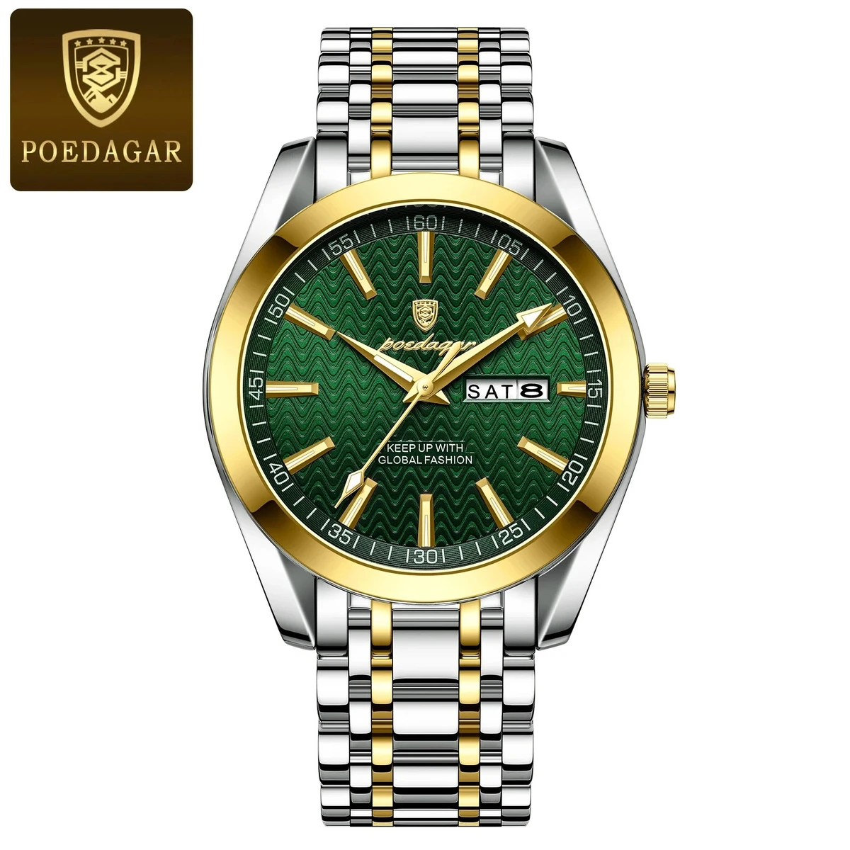 POEDAGAR P330 Luxury Sport Wrist Watch For Man - Golden&Green